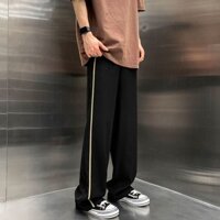 Quần hiphop nữ mỏng quần thể thao sọc rộng treo quần thể thao ống rộng xu hướng nam nữ