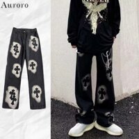 Quần hiphop unisex from rộng quần bò jean nam đen thời trang oversize Quần jean trắng