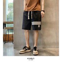 Quần J99 Short Jean Nam Cạp Chun Form Trên Gối, Quần Đùi Jean Co Giãn Ống Rộng Lưng Thun Dây Rút Trẻ Trung Năng Động