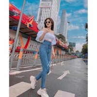 Quần Jean 5 nút chéo lưng