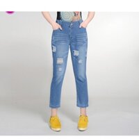 Quần jean Baggy big size lưng phối thun wash rách size 75-80kg