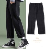 Quần jean baggy đen nam, nữ ống suông rộng vải jeans bò cao cấp style hàn quốc 2022 - Hàng nhập khẩu