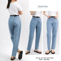Quần jean baggy Đen nữ ulzzang Kyubi lưng cao chi tiết nắp đai và cắt lai tua cá tính - Baggy jean Kyubi BJR16D