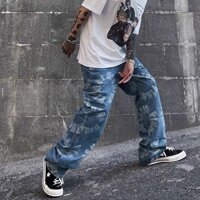 Quần Jean Baggy hoạ tiết nổi