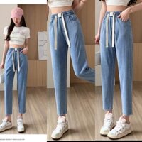 Quần jean baggy lưng thun nữ - Quần jean baggy nữ mềm mịn thoáng mát