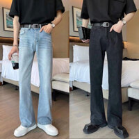 Quần jean baggy nam ỐNG LOE unisex Hàn Quốc quần jeans dáng suông dành cho nam nữ Kunshop