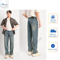 Quần jean baggy nam ống suông rộng, quần bò nam baggy demin phong cách hàn quốc Tenji