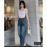 Quần jean baggy nữ lưng cao nâng mông lai thêu siêu đẹp Có Túi Pants(12/11)