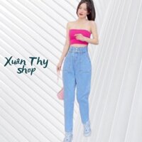 Quần jean baggy nu màu tron