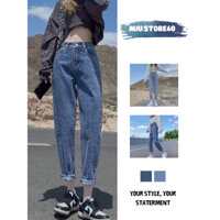 Quần jean baggy nữ MIUSTORE68 kiểu trơn basic, cạp cao chuẩn form phong cách HÀN QUỐC M009