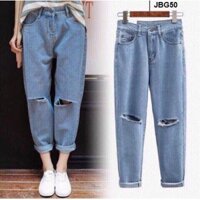 Quần Jean Baggy Nữ Rách Gối JBG50