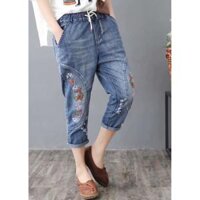 Quần jean baggy nữ thêu hoa hàng cao cấp xuất khẩu QB02 bao đẹp - XL