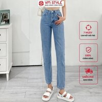 Quần jean baggy nữ VMSTYLE kiểu trơn basic cạp cao chuẩn form mặc đi học - N136 Đ146 QJB00005Vonesa