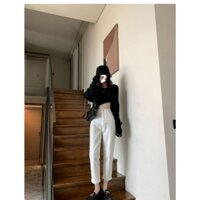 Quần jean baggy trắng nữ