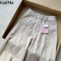 Quần jean bảo hộ lao động cổ điển dành cho nữ Cây lau nhà thẳng Quần ống rộng