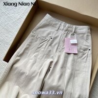 Quần jean bảo hộ lao động cổ điển dành cho nữ Cây lau nhà thẳng Quần ống rộng