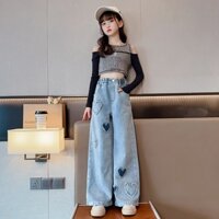 Quần Jean Bé Gái NANABU FASHION -HB2479 vải mềm Dáng Suông cao cấpTừ 18-50kg.