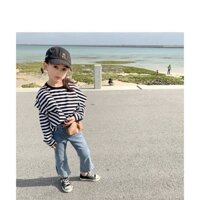 Quần jean bé gái phong cách Hàn Quốc dáng lửng ống loa tôn dáng chất liệu jean co giãn thoải mái vận động hàng QC
