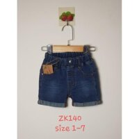 Quần jean bé trai, đùi, trơn, gập gấu, xanh, hiệu kikids, size 1 tuổi tới 7  tuôi, top1trend_00009_ZK140-M1