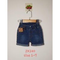 Quần jean bé trai, đùi, trơn, gập gấu, xanh, hiệu kikids, size 1 tuổi tới 7  tuôi, top1trend_00009_ZK140-M1