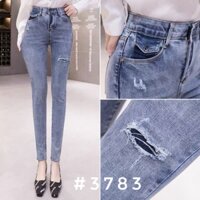 Quần jean bigsize nữ rách 1 bên cạp cao ôm (OOTD BIGSIZE 60-90KG)