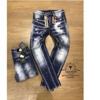Quần Jean Biker Khoá Lệch Màu Xanh Cực Sang ⇞ . *