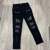 Quần jean bò Amiri rách vá nhăn hình thỏ new 69423-2238, quần jesn nam Amiri rách vá da playboy mẫu mới