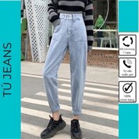 Quần jean bò baggy nữ lưng cao chất liệu bò cao cấp vải đẹp TUJEAN H21