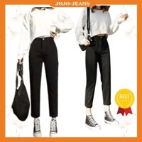 Quần jean bò baggy nữ màu đen lưng cạp cao phong cách Hàn Quốc mẫu mới hot nhất JoJoJeans