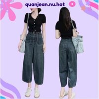 Quần jean bò baggy ống suông rộng xuông nữ jeans cạp cao ống đứng hot 2025