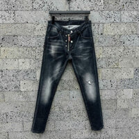 Quần Jean bò Dsquared2 Đen bạc rách mài gối 4 khuy phối khóa zip LA