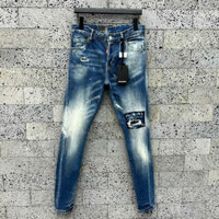 Quần Jean bò Dsquared2 Xanh bạc rách mài gối 4 khuy LA