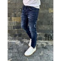 Quần Jean bò Dsquared2 Xanh vẩy sơn logo thêu Vàng túi sau LA on web