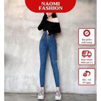 Quần Jean Bò Khoá Trước Cạp Cao Tạo Dáng – Naomi Fashion