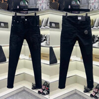 Quần jean bò nam slimfit PHILIPP PLIEN dệt hình hổ hai bên đùi phối thêu logo chữ qp sắt túi sau đơn giản basic