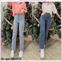 Quần jean bò nữ ống đứng loe, quần bò nữ lưng cao co dãn - Hàng mới về