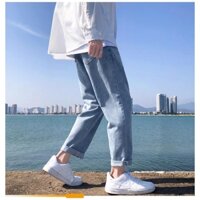 Quần jean bò ống rộng quần ống suông nam nữ unisex lưng cao cạp cao HoHaJean22