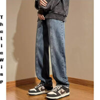 Quần jean cổ điển Mỹ, quần lau sàn chân thẳng vừa vặn cho nam, thương hiệu hợp thời trang rung cảm đường phố cao cấp kẻ côn đồ đẹp trai dây kéo quần dài micro loe