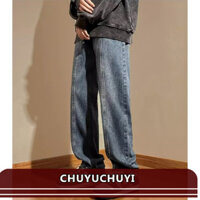 Quần jean cổ điển Mỹ, quần lau sàn chân thẳng vừa vặn cho nam, thương hiệu hợp thời trang rung cảm đường phố cao cấp kẻ côn đồ đẹp trai dây kéo quần dài micro loe