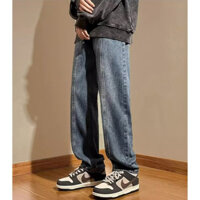 Quần jean cổ điển Mỹ, quần lau sàn chân thẳng vừa vặn cho nam, thương hiệu hợp thời trang rung cảm đường phố cao cấp kẻ côn đồ đẹp trai dây kéo quần dài micro loe