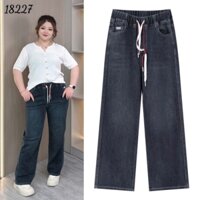 Quần Jean Culottes ống Suông BIGSIZE Quảng Châu lưng cao LT phối dây đôi chất jean co giãn - 18227