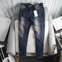 Quần jean dài nam xuất xịn màu wash bụi trơn slimfit ôm dáng co giãn