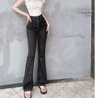 Quần jean dài ống pass lai cuốn lưng cao thời trang