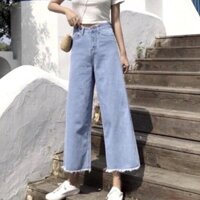 Quần jean dài ống rộng xanh đậm hot