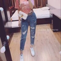 Quần jean dài rách gối màu xanh M09