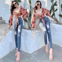 Quần Jean Dài Skinny Jean Lưng Cao BigSize Lưng cao, Rách Đẹp, Co Dãn Mạnh Rẻ Đẹp Dành Cho Người Mập 4190 4432 Moli