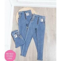 Quần jean đan eo màu xanh