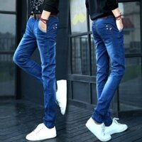Quần Jean Đen Nam Học Sinh Hợp Thời Trang Chân Nhỏ Mỏng Phong Cách Nam Slim fit Quần Dài Bo