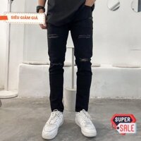 Quần jean đen rách gối nhiều nam co giãn cực tốt VNXK Pon.mens2