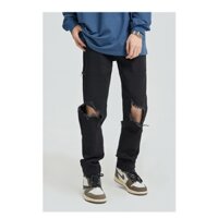 Quần jean đen skinny ôm rách 2 gối và đùi 8601
